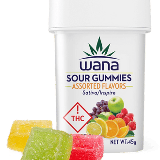 Package of Wana gummy sugar coated edibles containing THC
