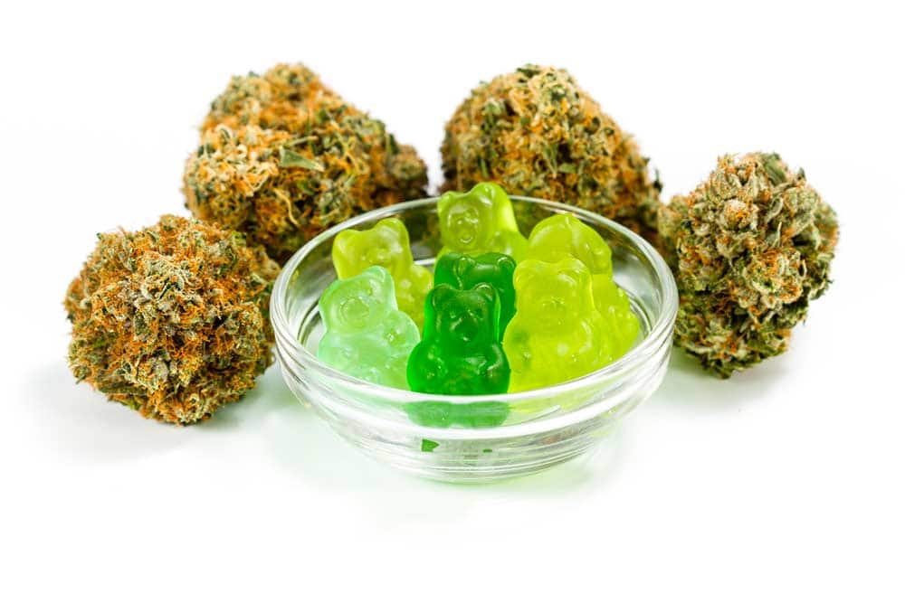 Cannabis flower and gummies shown as two different options for sleep
